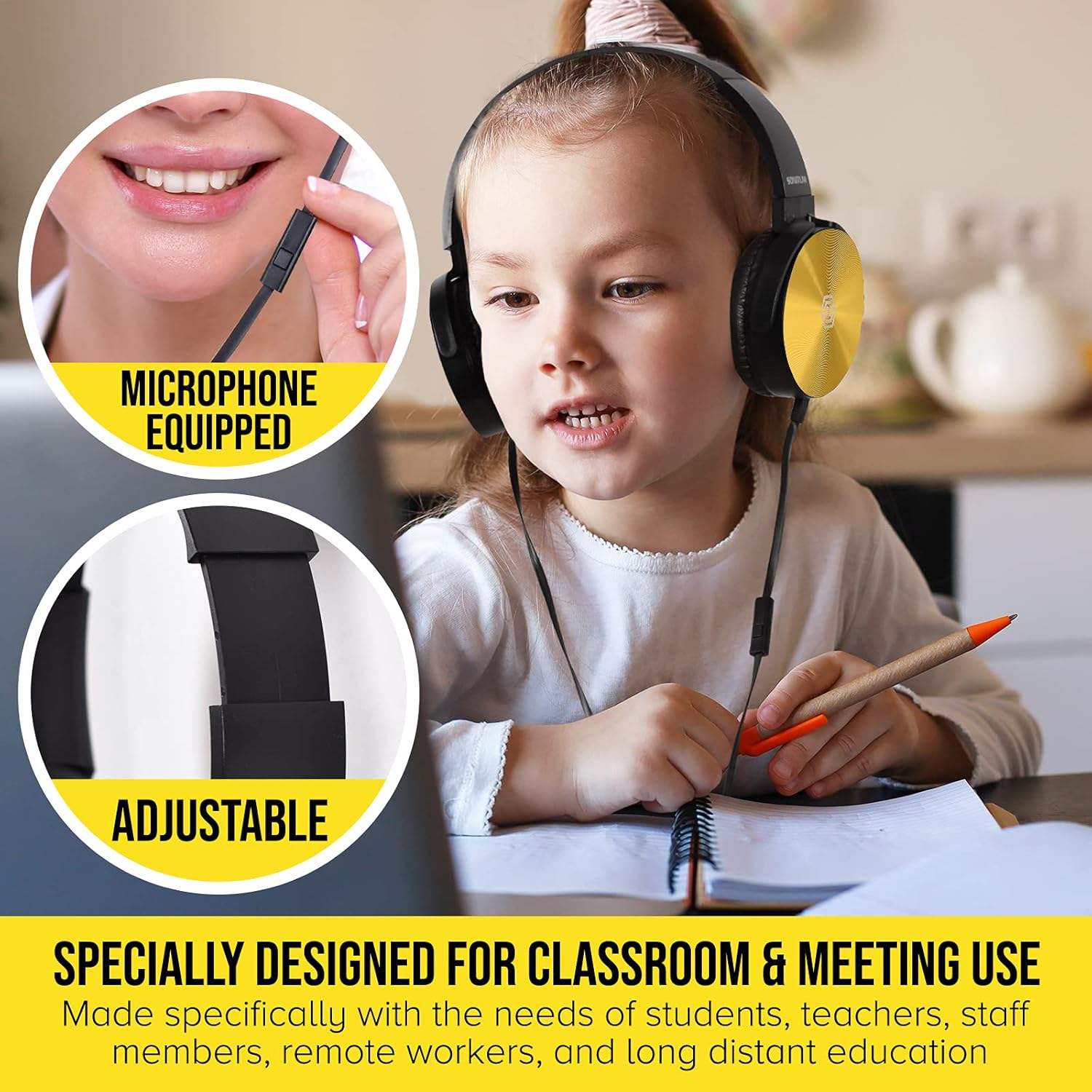 Premium Classroom Headphone with Microphone (5 Pack)