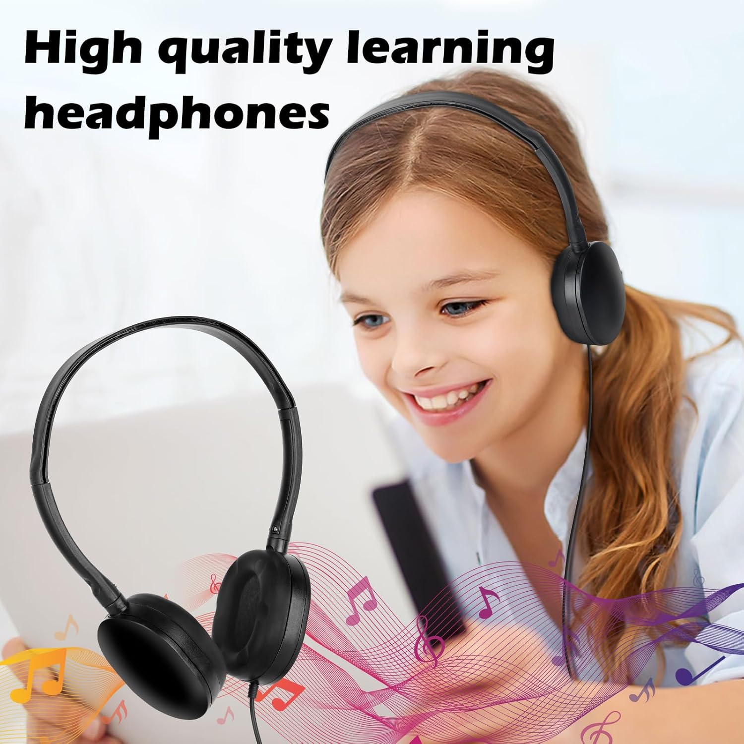 30 Pack for Classroom School Wholesale Earphones Class Set for Students Teens Children and Adult (Black Color)
