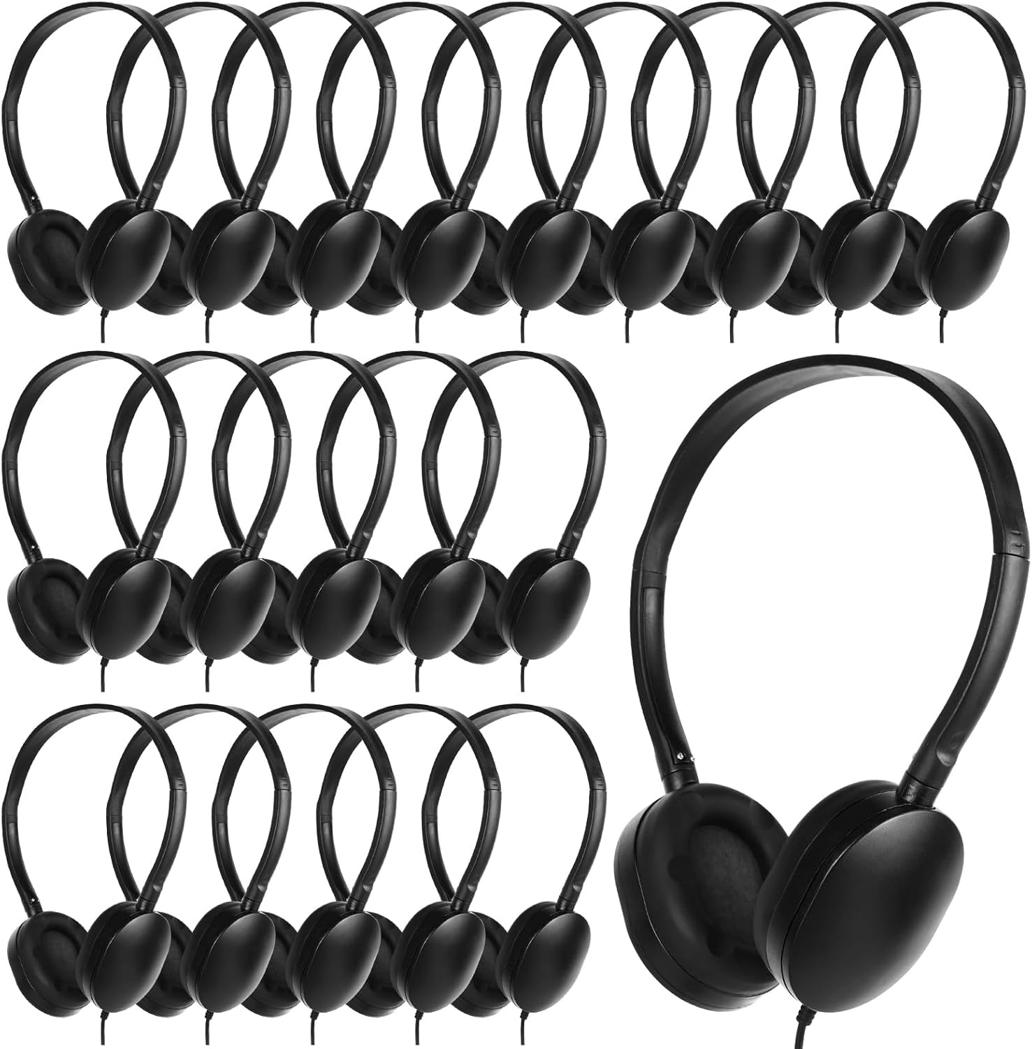 30 Pack for Classroom School Wholesale Earphones Class Set for Students Teens Children and Adult (Black Color)