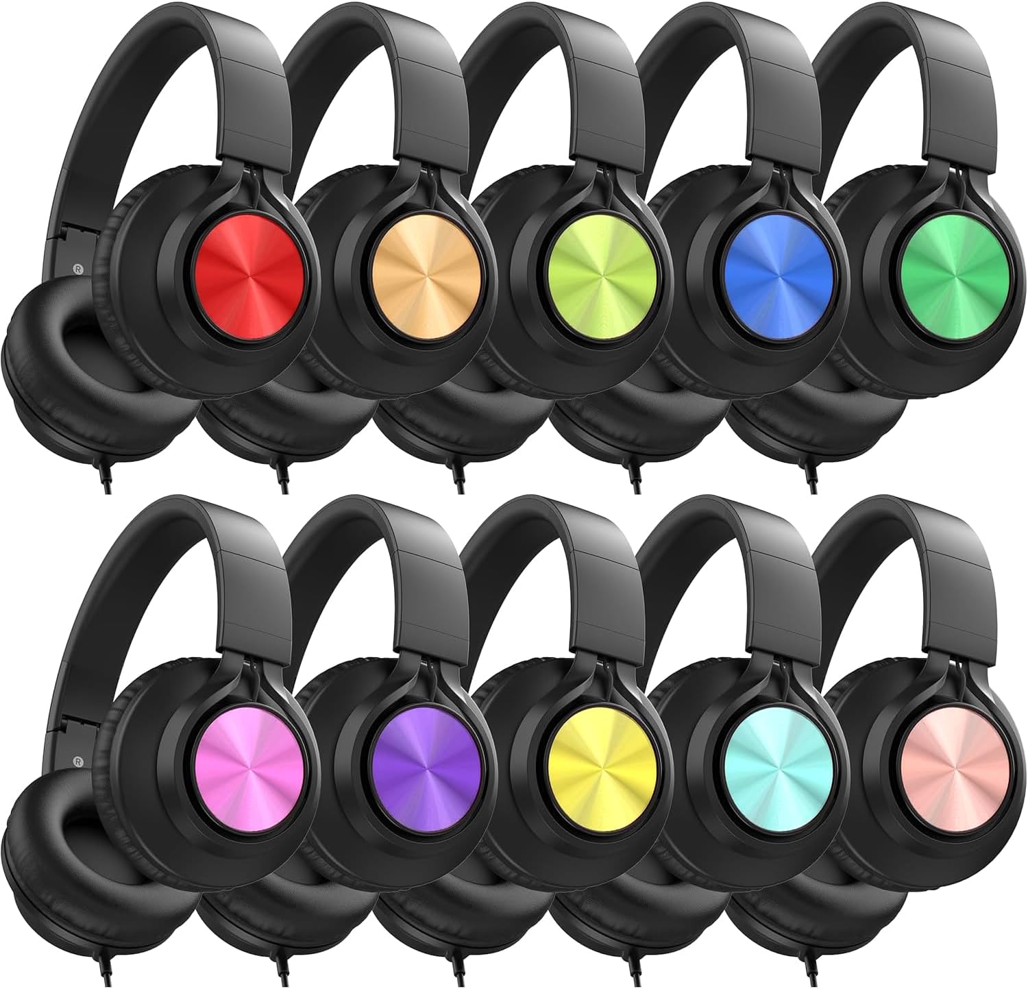 10 Pack - Kids Wired Headphones for School Students