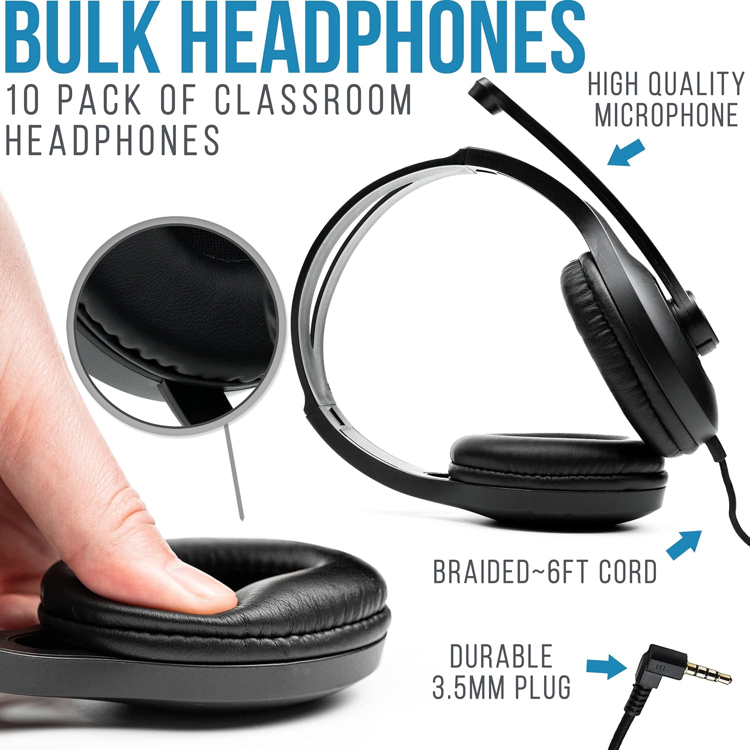 Barks Classroom Headphones With Microphone (10 Pack)