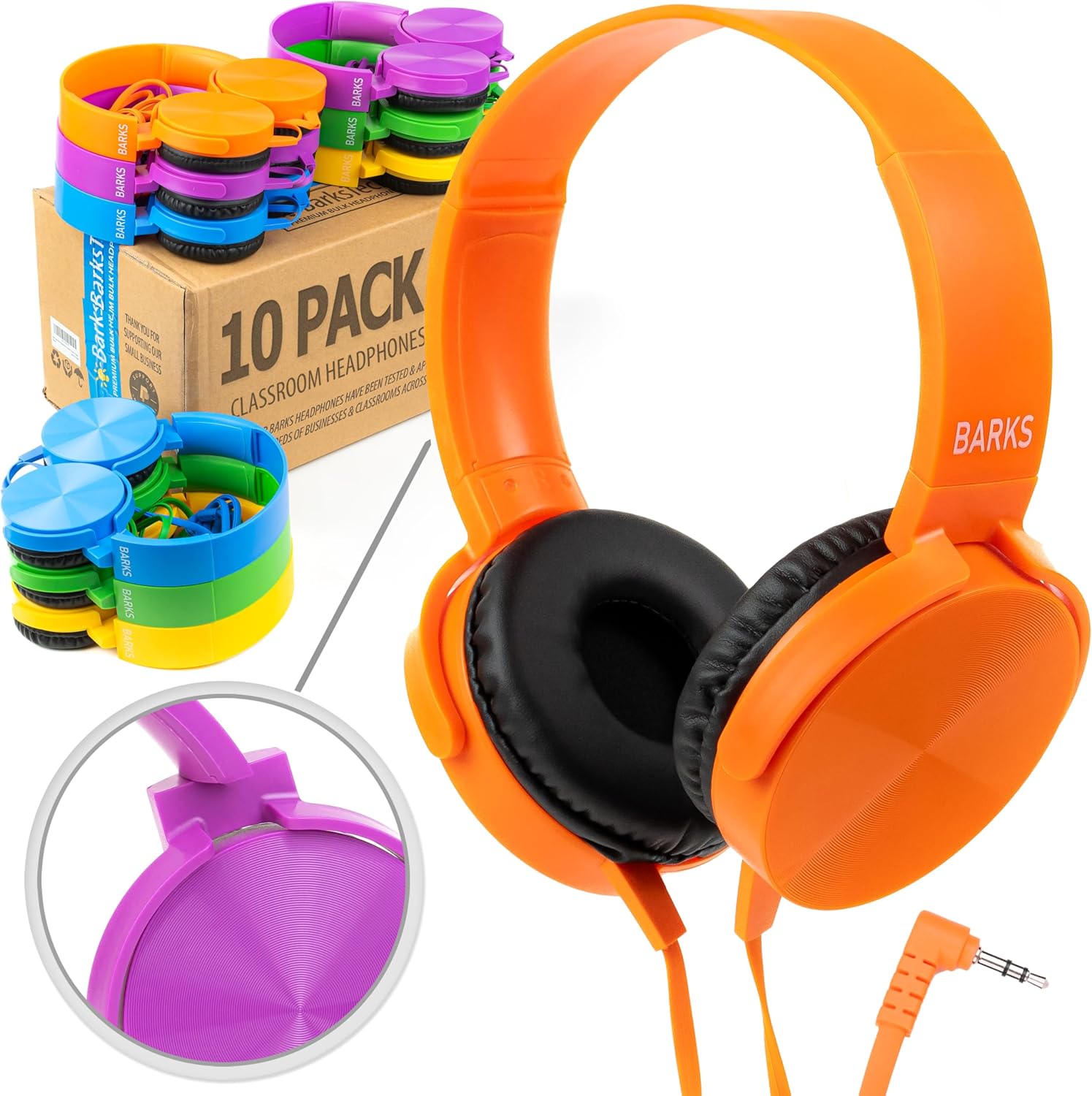 Barks Classroom Headphones (10 Pack, Mixed Colors)