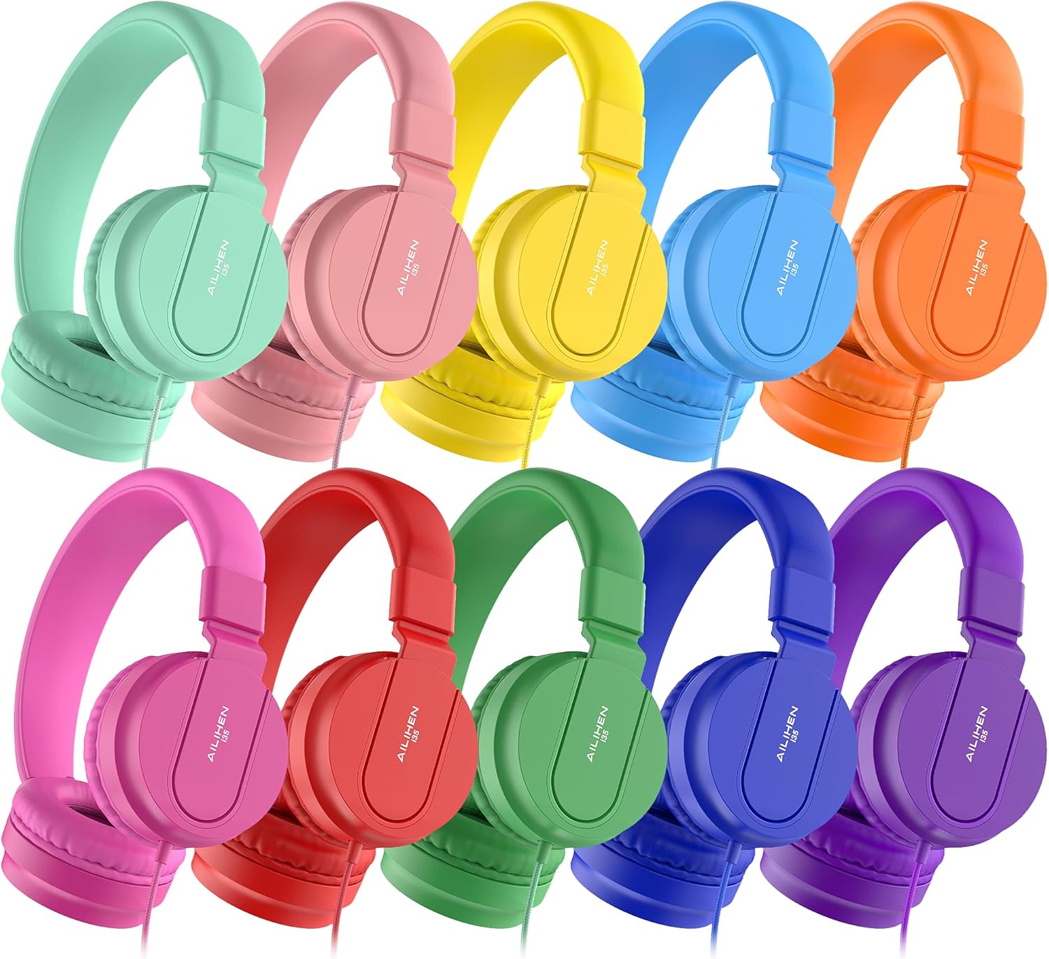 Classroom Headphones Bulk 10 Pack - Kids Headphones for School