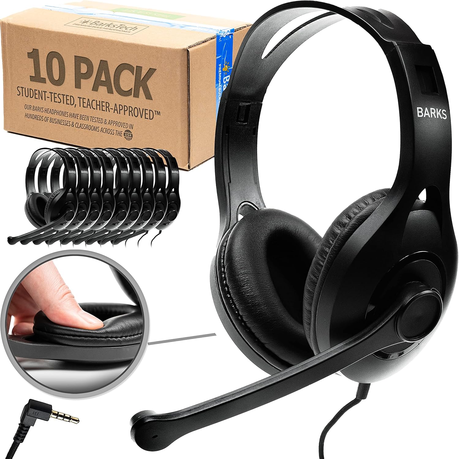 Barks Classroom Headphones With Microphone (10 Pack)